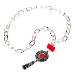 Coral Medallion Silver Pendant Necklace